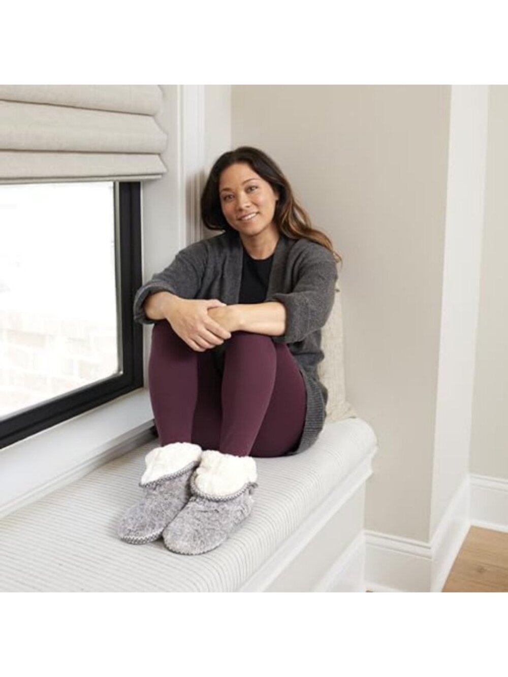 Cozy Fuzzy Memory Foam Bootie Slippers with Grippers for Women - Perfect for - Picture 6 of 6